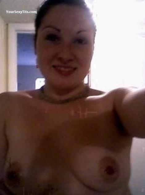 Tit Flash: My Small Tits (Selfie) - Topless Cum Face from United States